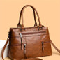 Vintage-Style Women’s Satchel Purse - Multi-Layer Crossbody Handbag with Detachable Strap,, Zip Closure, Available in Deep Brown/Grey/Yellow/Black — image 5 of 10