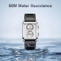 Watches For Men Swiss Mens Watch In Stainless Steel With Leather Strap And Rectangular Sapphire Glass Dial Quartz Movement 50M Waterproof — image 6 of 7