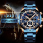Herr Top Brand Luxury Blue Steel Quartz Chronograph Luxury Men Watch Blue Steel Men'S Watch Blue Dial — image 5 of 22