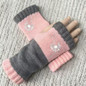 Autumn and winter heart-shaped contrasting color retro warm fashion finger gloves — image 11 of 20