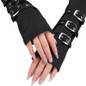 Punk Style Black Mesh Fingerless Gloves with Wrist Strap — image 8 of 8
