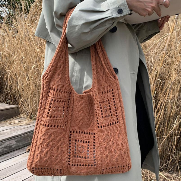 New Knitted Bag Retro Hollow Knitted Bag, Shoulder Bag, Women's Handbag, Shopping Bag, New Shoulder Bag, Fashion Women's Shoulder Bag, New Crossbody Bag, Christmas Gifts, Mother's Day Gifts, Thanksgiving Gifts, Valentine's Day Gifts — image 1 of 21