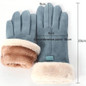 1 Pair Winter Warm Soft Comfortable Suede Wool Gloves Touch Screen Full Finger Gloves Outdoor Sports Gloves Furry Gloves Winter Cold Gloves — image 4 of 13