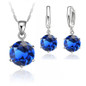 Woman  Sterling Silver 8MM Jewelry Sets Cubic Zircon Crystal Lever Back Earrings Pendant Wedding Necklace Nice Gifts — image 4 of 11