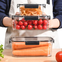 PP Food Storage Box Plastic Transparent Container Set with Lid Leakproof Kitchen Storage Bottle Jar Dry Food Jar Stackable Organizer Box for Freezer,Dishwasher, Oven, Microwave,Leftovers — image 2 of 36