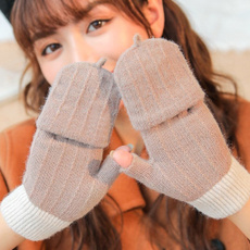 Cotton Gloves Stretchy Mittens Adult Plush Half&Full Finger Gloves with Flip Top Knitted Warm Gloves for Cold Weather ETE — image 3 of 19