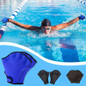 New 1 Pair/ 2 Pairs Webbed Swim Gloves, Unisex Swimming Gloves Aquatic Swim Training Gloves Fitness Water Resistance Training Gloves for Swimming and Diving with Wrist Strap — image 12 of 58
