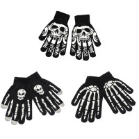 Gothic Knitted Gloves Warm Black Gloves Halloween Luminous Skull Gloves Skeleton Gloves for Halloween Supplies BAR — image 2 of 8