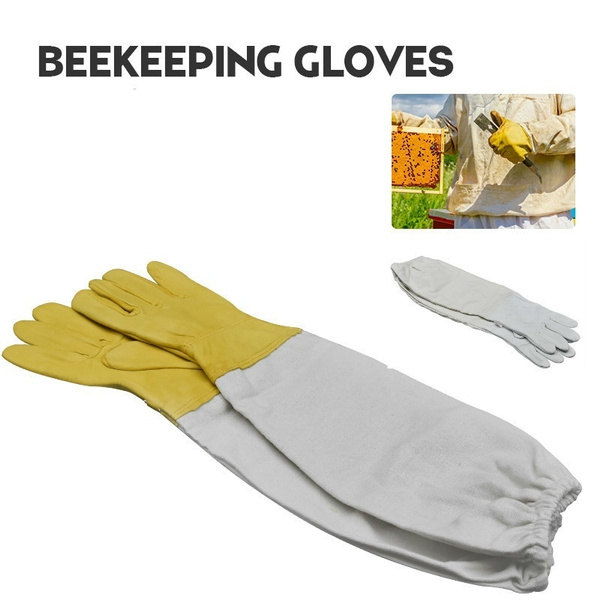 Beekeeping Gloves Protective Sleeves Ventilated Sheepskin and Canvas Anti Bee for Apiculture Beekeeping Gloves — image 1 of 9