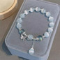 Moonstone Butterfly Bracelet for Women | Grey Moonstone Beaded Charm Bracelet | Dainty Boho Student Jewelry — image 5 of 8