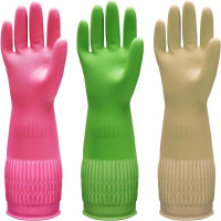Extra Long 38cm Rubber Gloves for Dishwashing & Cleaning - Thickened, Waterproof, Anti-Slip, Durable Household Gloves — image 2 of 7