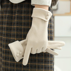 1 pair of thermal gloves, suitable for girls in winter, velvet, windproof and cold-proof temperament, elegant touch-screen split-finger gloves, left and right hands — image 3 of 22
