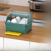 Oversized Kitchen Dish Rack with Drainer and Lid – Utensil and Plate Drying Storage Cabinet — image 2 of 7