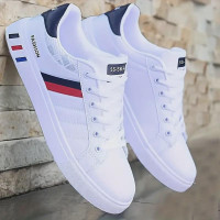 Men’s Striped Low-Top Skateboard Sneakers – Breathable, Cushioned, Lace-Up – All-Season Casual & Sporty Footwear — image 2 of 10