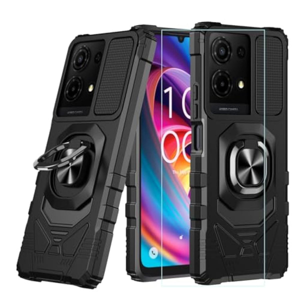 For Tcl K32/K33 5G Phone Case With Screen Protector,Tcl K32 5G T513W Case Dual Layer Military Grade Protection With Ring Stand,Slim Shockproof Rugged Corner Phone Case For Tcl K33 T513V Black — image 1 of 7