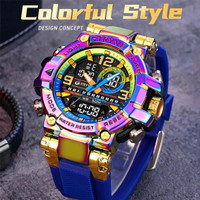Top Brand Luxury Men Sport Chronograph Watch Dual Display Watches Army Military Watch Multifunction Electronic Watch 5 Bar Waterproof Rubber Watch — image 2 of 23