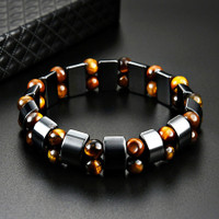 Double Hematite Tiger's Eye Bracelets Men Tiger Eye & Hematite Charm Bracelets for Women Natural Energy Stone Bracelet Jewelry — image 2 of 16