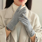 1 pair of thermal gloves, suitable for girls in winter, velvet, windproof and cold-proof temperament, elegant touch-screen split-finger gloves, left and right hands — image 4 of 22