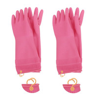 2 Pairs Reusable Waterproof Non-Slip Honeycomb Grip Latex Rubber Gloves With Hang-Dry Hooks/Hanging Loops For Dishwashing Household Cleaning Cooking (Medium) — image 2 of 9