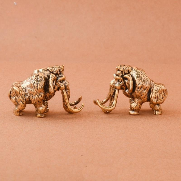 Antique Bronze Cute mammoth Miniature Figurines Desk Ornament Decorations Accessories Copper Animal Sculpture Home Decor Crafts — image 1 of 8