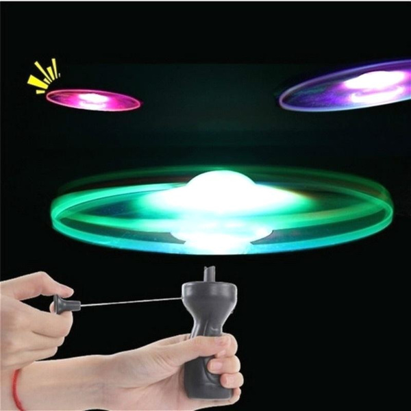 HOT Funny Spinning Flyer Luminous Flying UFO LED Light Handle Flash Flying Toys for Kids Outdoor Game Color Random — image 1 of 14
