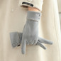1 pair of thermal gloves, suitable for girls in winter, velvet, windproof and cold-proof temperament, elegant touch-screen split-finger gloves, left and right hands — image 5 of 22