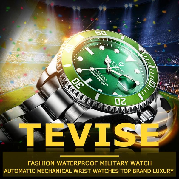 Luxury TEVISE Mechanical Watch for Men Fashion Green Waterproof Sport Business Wrist Watches Armbanduhren Herren — image 1 of 23