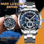 Herr Top Brand Luxury Blue Steel Quartz Chronograph Luxury Men Watch Blue Steel Men'S Watch Blue Dial — image 9 of 22