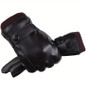 1Pair Winter Men Gloves PU Leather Gloves, Thick Lined Warm Touchscreen Gloves, Winter Fashion Gloves Sport Gloves — image 6 of 16