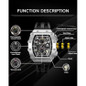 Mens Watches Luxury Tonneau Watches For Men Waterproof 50M Analog Replica Watch Chronograph Calendar Date MenS Dress Business Work Watch Diver Large Square Face Wristwatch — image 9 of 9
