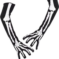 Skeleton Gloves Halloween Costume Accessory - Long Bone Hand Cosplay Prop — image 2 of 12