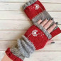 Autumn and winter heart-shaped contrasting color retro warm fashion finger gloves — image 12 of 20
