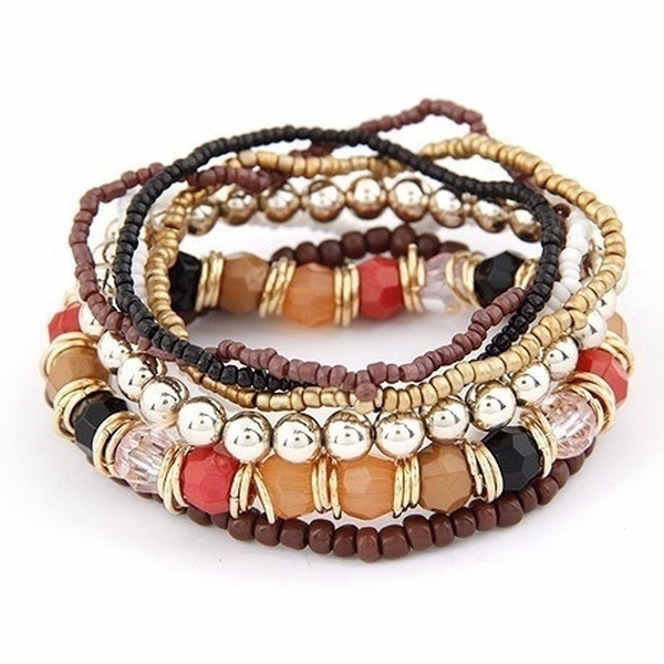 Fashion Jewelry Bohemian Multilayer Beads Bracelets & Bangles for Women Elastic Strand Bracelets Woman — image 1 of 26