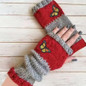Autumn and winter heart-shaped contrasting color retro warm fashion finger gloves — image 5 of 42