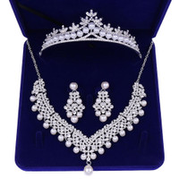 Bridal Wedding Jewelry Set for Rhinestone Choker Earrings Crystal Tiara for Wome — image 2 of 12